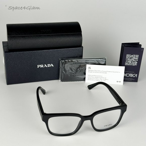 NEW Prada PRA09V 12P1O1 Matte Black Square Unisex Eyeglasses VPR A09 - Picture 4 of 11